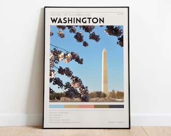 Washington DC Poster / Washington Monument / Vintage City Poster / Retro Wall Art / Minimalist Home Decor / Photography Prints / Urban