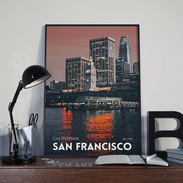 Affiche san francisco / Impression de voyage en Californie / Ferry Building Wall Art / Photographie de la ville de San Francisco