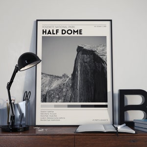 Half Dome / Yosemite National Park / Vintage National Park Poster / Retro Wall Decor / Minimalist Home Decor / Photography Prints