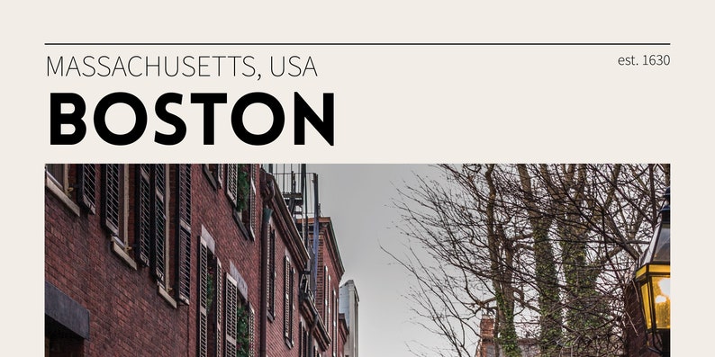 Boston Poster / Acorn Street / Vintage City Poster / Retro - Etsy