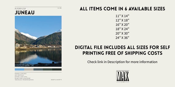 Lake Juneau AK Poster Print - 36 x 12