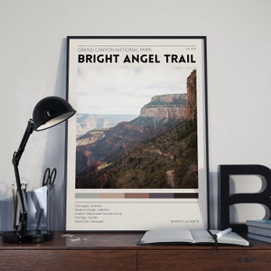 Bright Angel Trail / Grand Canyon National Park Poster / Vintage Travel Print / Retro Wall Art / Minimalist Home Decor / Nature Photography