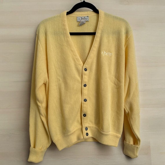 Vintage Yellow Tight Knit Cardigan Sweater Small