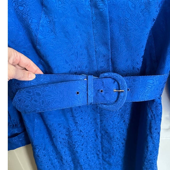 VIntage Blue Silk Neiman Marcus Belted Dress 10 - image 6