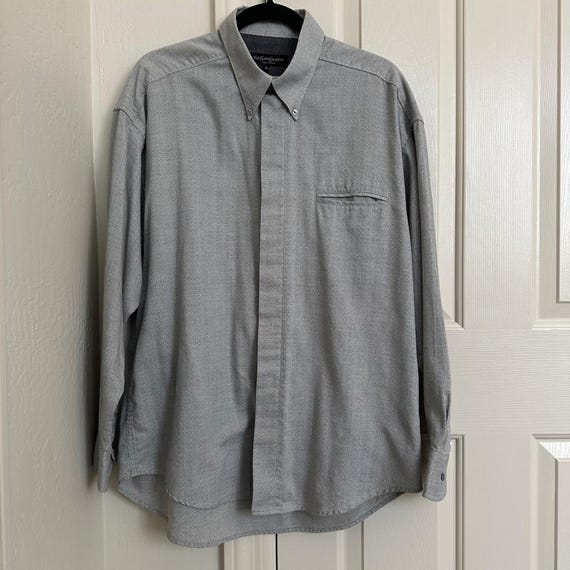 Vintage Yves Saint Laurent Pour Homme Grey Button… - image 1
