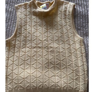 Chaleco suéter vintage de lana amarilla Pendleton, 100 % lana virgen, estilo preppy, talla M imagen 2
