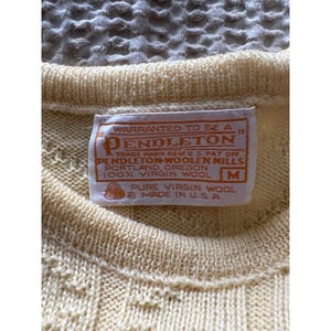 Chaleco suéter vintage de lana amarilla Pendleton, 100 % lana virgen, estilo preppy, talla M imagen 5