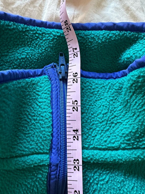 Vintage Teal Blue Trim Zipper Fleece L.L. Bean - image 7