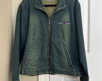 Chaqueta vaquera vintage Lee Cooper European Jeanswear, grande, lavado teñido y descolorido Y2K