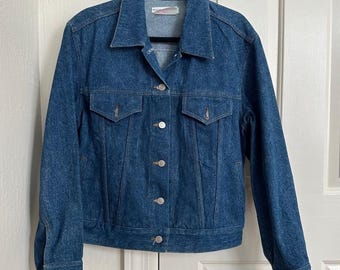Vintage Banana Republic Denim Trucker Jacket Size Medium Plaid