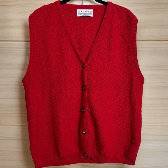 Vintage Red Jantzen Sweater Vest Large Made in USA - image 1