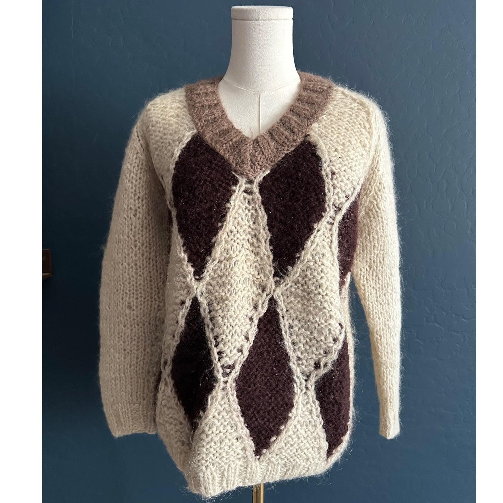 Mohair Argyle Sweater - Etsy