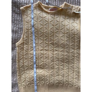 Chaleco suéter vintage de lana amarilla Pendleton, 100 % lana virgen, estilo preppy, talla M imagen 4