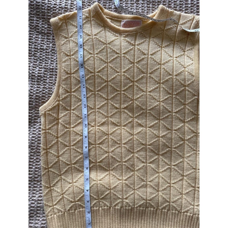 Chaleco suéter vintage de lana amarilla Pendleton, 100 % lana virgen, estilo preppy, talla M imagen 4