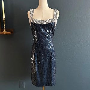 green emerald velvet dress 80s 90s Low Back Black Sequin Dress