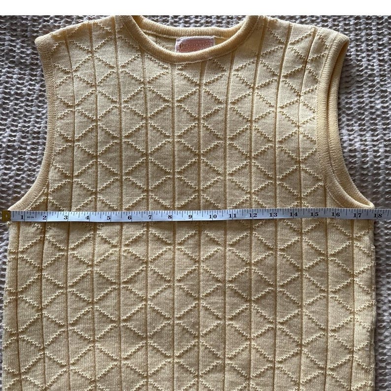 Chaleco suéter vintage de lana amarilla Pendleton, 100 % lana virgen, estilo preppy, talla M imagen 3
