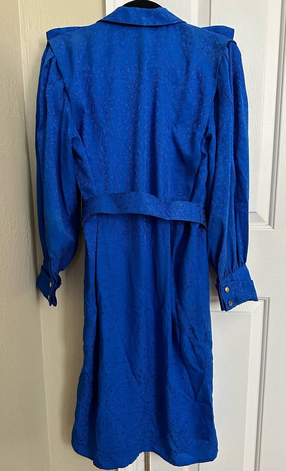 VIntage Blue Silk Neiman Marcus Belted Dress 10 - image 7