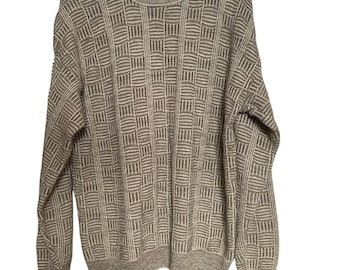 Vintage TSR USA Tan Textured Knit Sweater – 100% Cotton – Made in USA – Size L