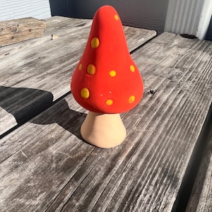 Hand painted ceramic garden mushroom