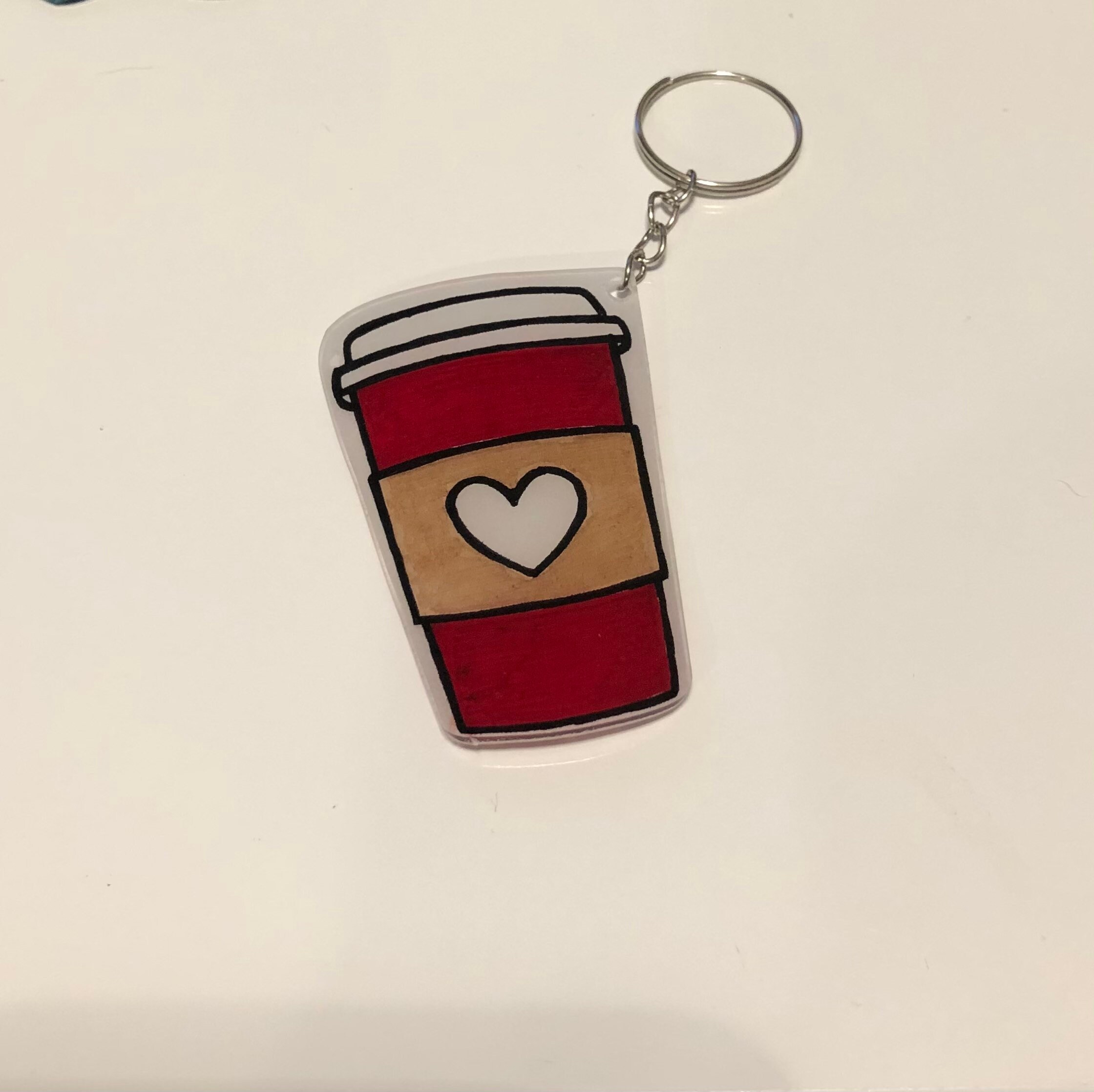 Red Togo Coffee Cup With Heart Frosted Shrinky Dink Plastic Etsy UK