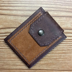 Cartera de cuero compacta, mini billetera plegable, billetera pequeña para hombres, mini billetera plegable con 5 ranuras, billetera para tarjetas para novio
