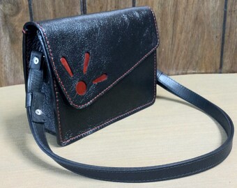 Black  underarm bag, leather mini crossbody bag, shoulder bag with magnetic closure, armpit handbag, women's bag fall