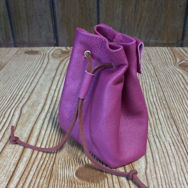 Leather Drawstring Pouch Etsy