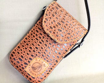 Bolso de cuero para teléfono hecho a mano - Bolso bandolera - Hecho en EE. UU.