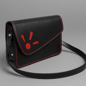 Black  underarm bag, leather mini crossbody bag, shoulder bag with magnetic closure, armpit handbag, women's bag fall