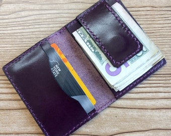 Leather magnetic money clip wallet, credit card holder, card holder wallet