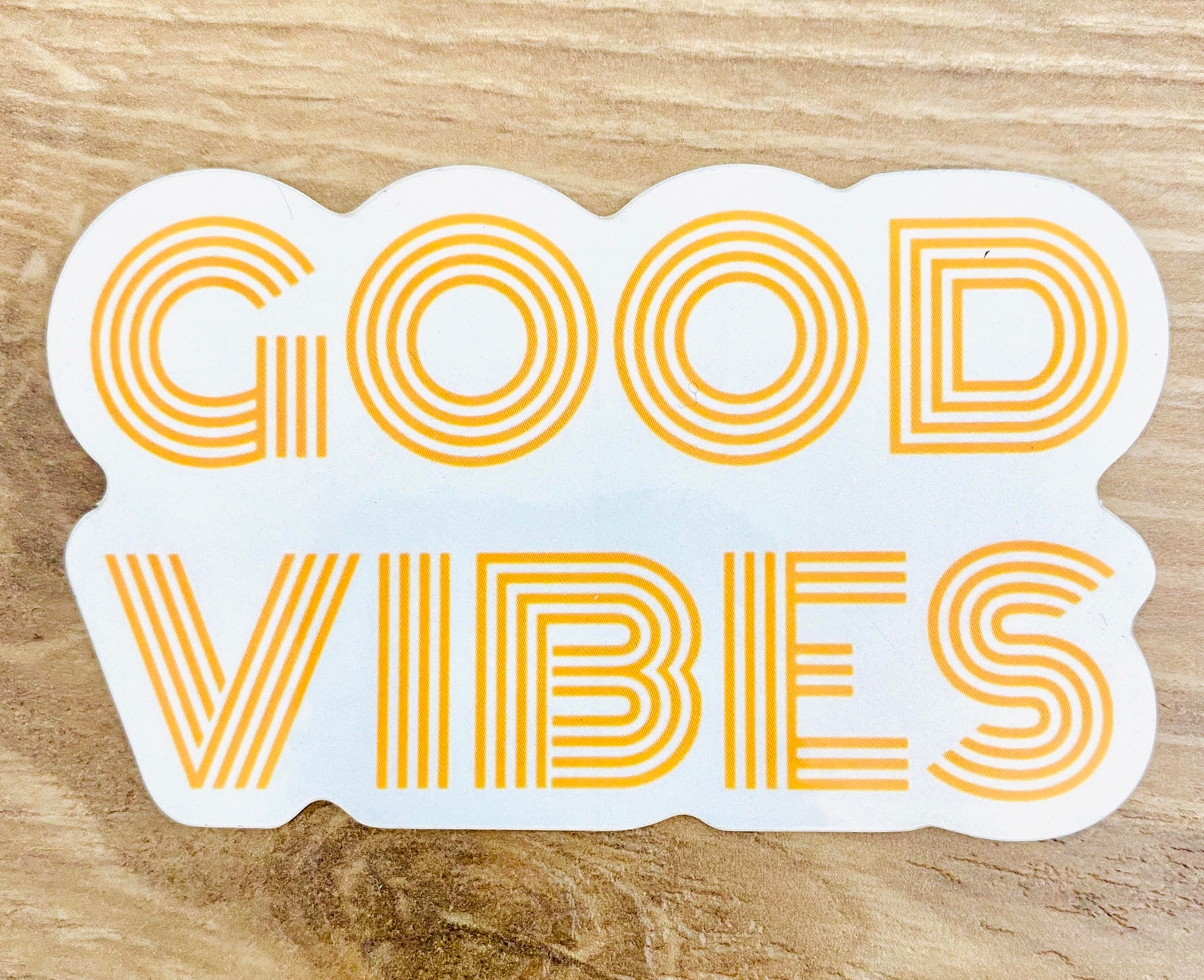 Retro Yellow Good Vibes Sticker For Water Bottles Laptops Etsy