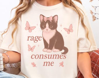 Rage Consumes Me Cat Shirt: Pastel Kawaii Comfort Colors Tee