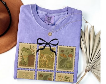 Frog and Mushroom Shirt: Comfort Colors Cottagecore Goblincore Tee