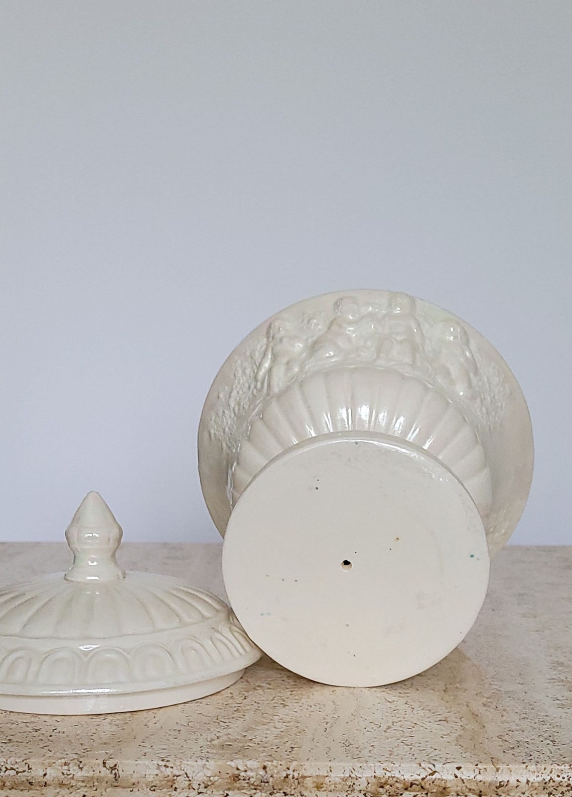 Iridescent Ceramic Pedestal Candy Dish With Lid Vintage Candy Etsy