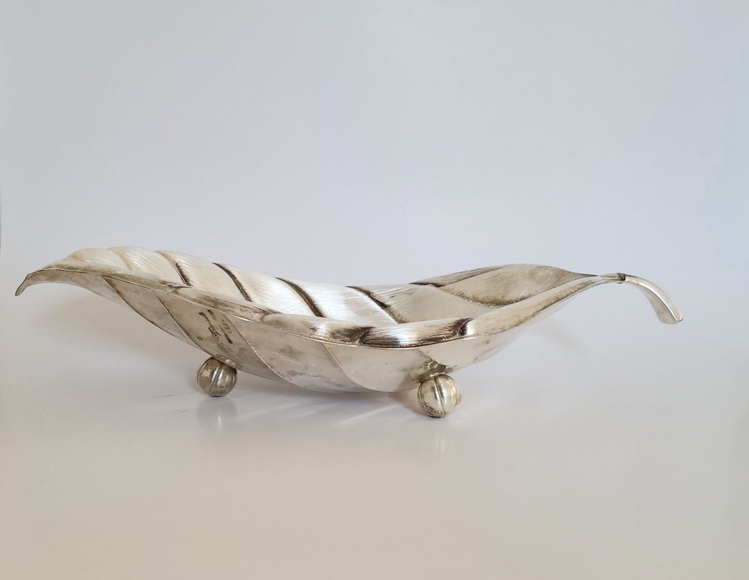 1950s Sculptural Silverplated Leaf Tray International Etsy