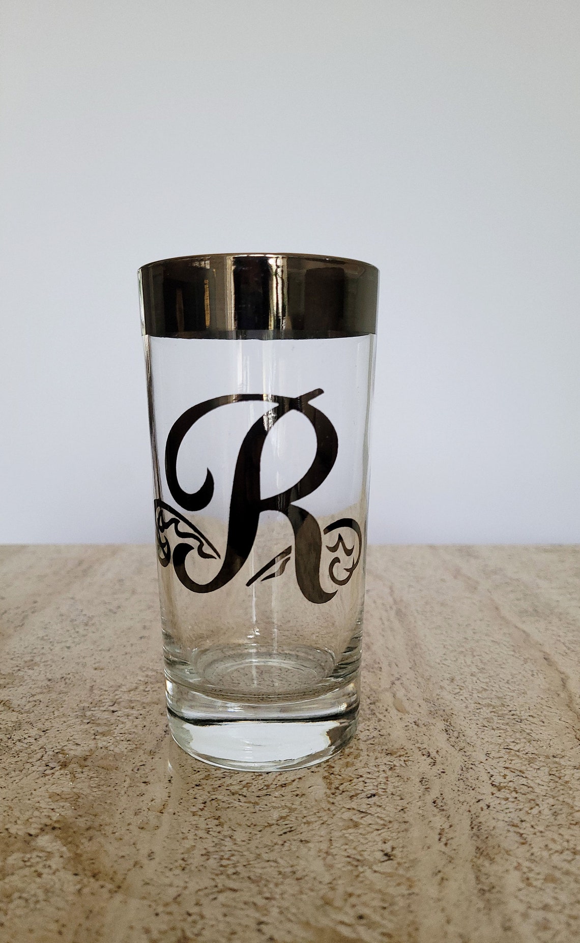 Six Mid Century Modern Monogrammed R Highball Glasses Etsy