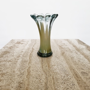 Vintage 1960s Italian Amber, White, Clear Murano Style Glass Vase, Art Glass Vase, Vintage Glass Vase, Hand Blown Vase