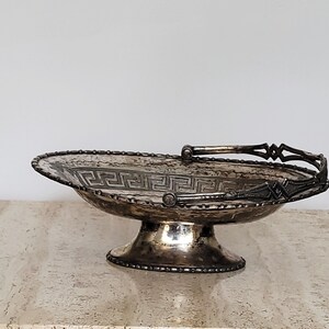 Vintage  J.F. Curran & Co. New York. Extra Plate Basket, Silver Plated Pedestal Bowl with Handle, Silver Plated Footed Fruit Bowl