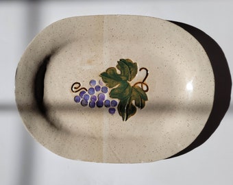 Ceramic Hand Painted Tray Vintage Trinket Dish Serving Platter Vanity Decor