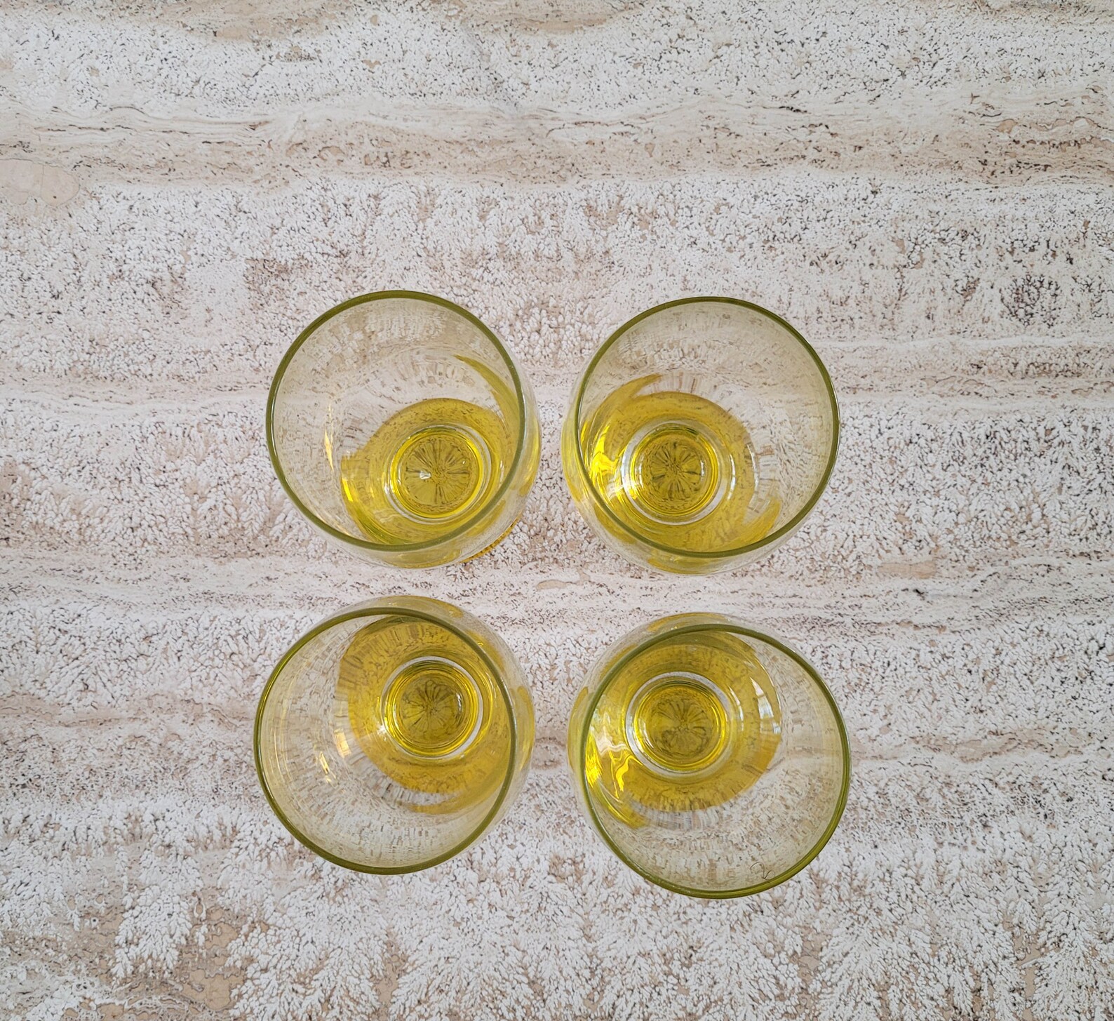Set of 4 Vintage Wine Glasses Yellow Stem Wine Glass Vintage Etsy