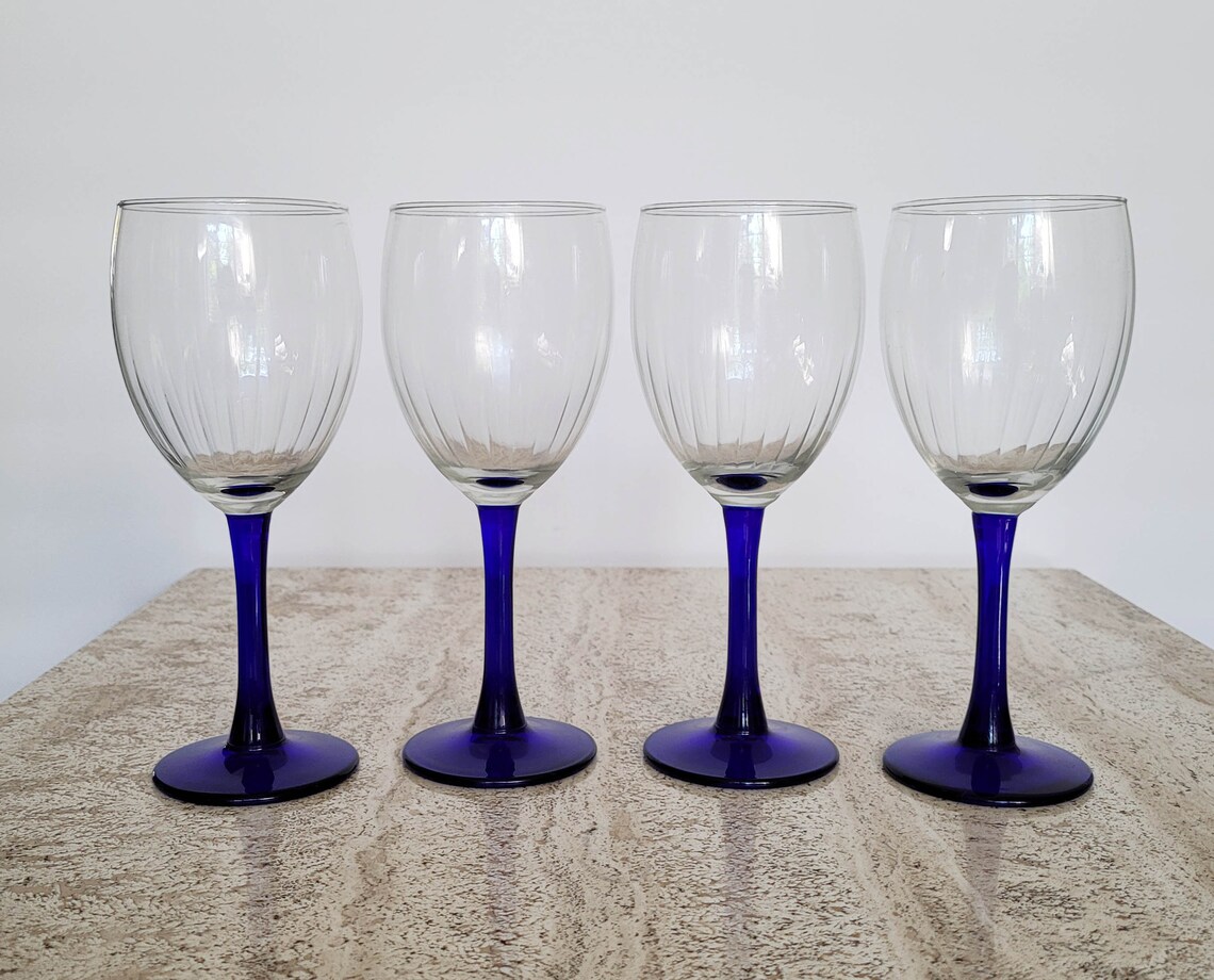 Luminarc Cobalt Blue Stem Wine Glasses Set Of My XXX Hot Girl