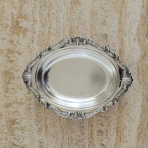 Oval Silver Plated  Dish, Vintage Ornate Silver Tray, Silver Plated Dish, Centerpiece Tray, Silver Plated Decorative Tray
