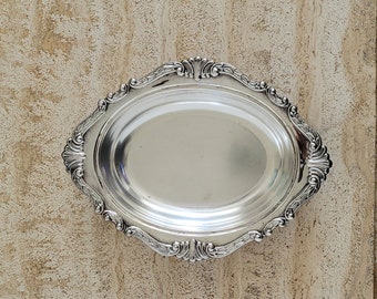 Vintage Ornate Silver Plated Tray: Oval Centerpiece Dish