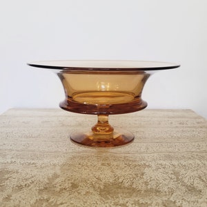 Amber Depression Glass Compote, Fostoria Amber Glass Centerpiece Footed Bowl, Large Glass Fruit Bowl