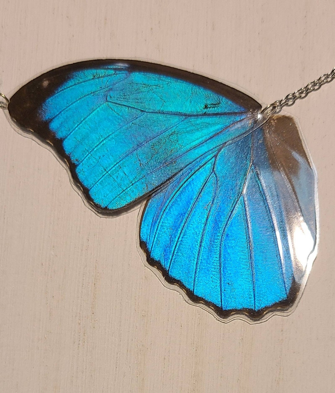 Blue Morpho Butterfly Necklace Etsy