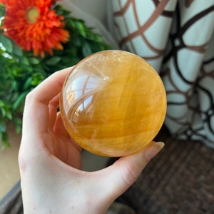 Honey Calcite sphere - honey calcite crystal - Optical calcite sphere - Golden Honey Calcite - Golden Calcite Sphere - Golden Calcite - 03
