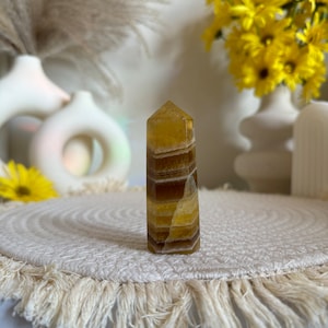 Yellow Fluorite tower, Fluorite point, Fluorite Obelisk, Banded Fluorite Tower, Candy Fluorite Tower,Fluorite Tower,Fluorite Crystal Tower,7