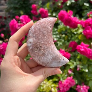 Pink amethyst moon,Pink amethyst druzy moon,Pink amethyst crystal moon, Pink Amethyst crescent, Pink amethyst carving,Small Pink Amethyst, 4