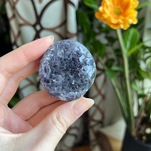 Druzy Amethyst palmstone, Amethyst pocket stone, Amethyst worry stone, Amethyst crystal,  Amethyst Palm stone, Druzy amethyst cluster, *17