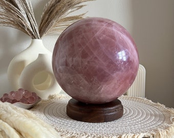 Rose quartz sphere - Large Rose Quartz Sphere - Madagascar rose quartz sphere - Pink crystal ball - dark rose quartz sphere